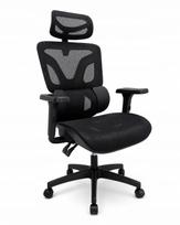 Biuro kėdė ergonominė juoda, tinklinė, su galvos atrama ir 3D porankiais