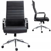 Žaidimų kėdė, juoda, natūrali oda, ergonomiška, su pasukamu mechanizmu