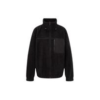Calvin Klein Unisex Casual Drawstring Stand Collar Faux Shearling Jacket Unisex Jacket Black J400274-BEH M black