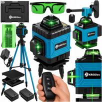 Kryžminis 4D 360° lazerinis nivelyras, 16 linijų, žalias, su stovu, PRO komplektas