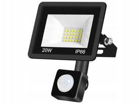 LED halogeninis prožektorius su judesio jutikliu, grūdinto stiklo, SLIM 20W