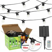 Lauko girlianda su saulės LED, jutikliu, 20 m, 20x E27 lemputės