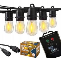 Saulės sodo girlianda 5 m 10 LED E27 su saulės baterija ir USB C