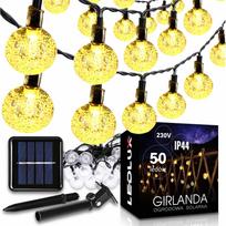 Sodo girlianda su saulės baterija, 13 m, 50 LED burbuliukų