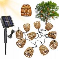 Saulės sodo lempa Loft Rattan ruda žibinto formos lauko terasa