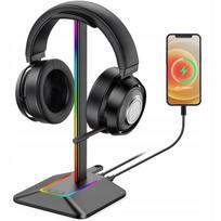 Ausinių stovas New Bee su RGB LED apšvietimu ir USB hub