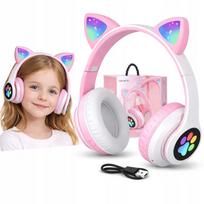 Bluetooth ausinės su katės ausytėmis ir LED vaikams