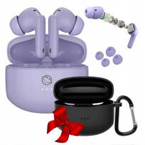 Belaidės ausinės Manta RHYTHM violetinės su mikrofonu ir dėklu