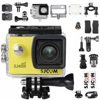 Veiksmo kamera SJCAM SJ4000 WiFi geltona 4K UHD atspari vandeniui su priedais