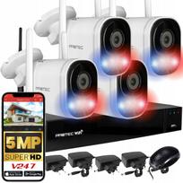 Vaizdo stebėjimo komplektas 4 kameros 5Mpx WiFi Light White IR mikrofonas garsiakalbis