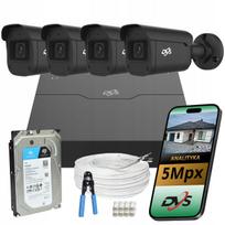 IP PoE stebėjimo komplektas 4 kameros 5 Mp išorinė su programėle