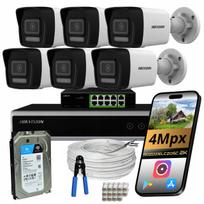 Vaizdo stebėjimo sistema 6 POE IP kameros TUBE 4Mpx HIKVISION DUAL IR 1TB