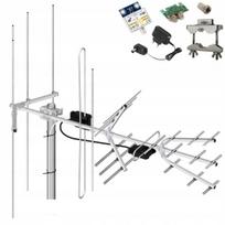 TV antena UHF VHF Tri Digit Combo DVB-T2 LNA-169 38dBi MUX-8 Dipol