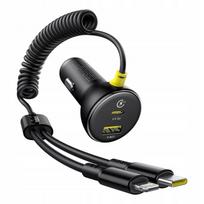 Automobilinis įkroviklis Baseus su Lightning laidu, 1x USB-A, 1x USB-C, 60W