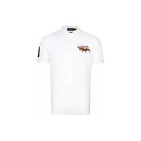 Polo Ralph Lauren Vienspalvia Medvilninė Polo Marškinė su Siuvinėtu Logotipu Trumpomis Rankovėmis Vyriški Viršutiniai Drabužiai Baltas 710814437-002 L white