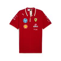 Puma Scuderia Ferrari Racing Series Letter Loose Collar Pullover Shoulder Logo Embroidered Short Sleeve Polo Shirt Men Polo Shirts 763955-01 L
