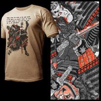 Samurai T-Shirt Bushido Code Japanese Warrior Sword Katana Kanji Ronin fight 4XL white
