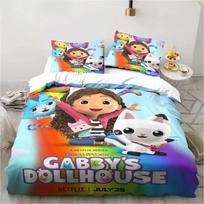 3D Gabbys Dollhouse Bedding Sets Cartoon Comforter Duvet Cover Set 3Pcs Bedroom Decor For Kids Single/Twin/Full/Queen/King Size Duvet Cover Set&EU Single(135x200cm) gray
