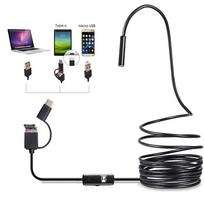 7 mm Trys viename Pramoninis endoskopas-kamera Android telefonams ir kompiuteriams - 10 m / 15 m ilgio pasirinkimai 1m Soft Cable [Bag] black