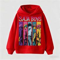Kids Cartoon KPop Demon Hunters Hoodie 2025: Cool Hooded Pullover Sweatshirt For Boys Girls Casual Fashion Top 160 red