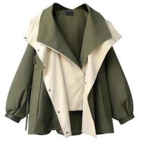 Women Autumn Fashionable Elegant Mid-Length Windbreaker Casual Loose Korean Style Coat Lightweight Outerwear for Daily Wear Office Travel Street L juoda