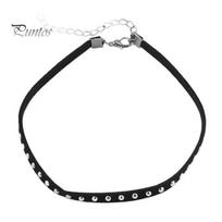 Women\'s Vintage Rivet Punk Chain Collar Choker Black Flocked Cloth Necklace