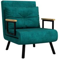 Transformuojamas 1 vietos fotelis-sofa-lova chauffeuse 3-in-1 reguliuojamas atlošas pagalvė aksominis audinys 63x73x81cm žalias 73 x 63 x 81 cm