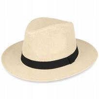 Šiaudinė „Fedora“ stiliaus skrybėlė nuo saulės, smėlio spalvos, su reguliavimu, Panama