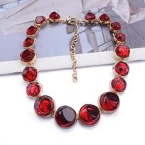 Electroplated Alloy Round Geometric Choker, Luxury Acrylic Women Neck Jewelry raudona