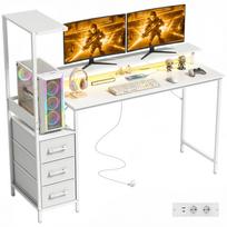 Žaidimų stalas 147 cm, Kompiuterio stalas su reguliuojamu ir apverčiamu CPU laikikliu, RGB apšvietimas, Maitinimo lizdai, USB ir USB-C jungtys 147 x 47 x 130 cm