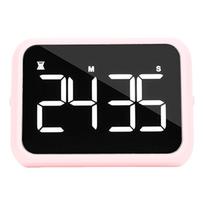 Digital Timer 4 Inch LED Screen Adjustable Brightness and Volume Magnetic Count Down Up Timer for Study Cooking Fitness rožinė