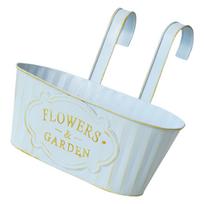 Metal Hanging Flower Pots for Railing Fence Planter Box with Detachable Hooks Drainage Holes for Outdoor Plant Balcony mėlyna