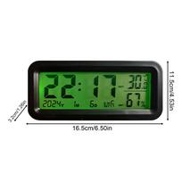Luminous Digital Dashboard Car Clock LED Backlight Small Humidity Monitor Dash Clock Portable Adhesive Electronic Car Clock žalia