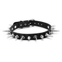 Long Spike Choker Punk dirbtinės odos apykaklės gotikinio stiliaus karolių priedai juoda