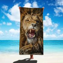 Lion Pattern Microfiber Beach Towel Summer Quick Dry for Beach Pool Bathroom Camping Travel Yoga Home 40x60cm black