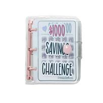 Waterproof $1000 Money Savings Challenge Binder PVC Cash Envelope Wallet Planners  Cash Saving rožinė