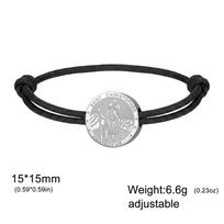 Šv. Kristoforo Medalis Apyrankė Raudonas Juodas Virvutė Nerūdijantis Plienas Katalikiška Kelionių Apsaugos Amuletas Papuošalas Dovana Keliautojui Vairuotojui Adjustable gray