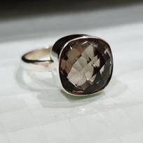 Rožės pjūvio rudas dūminis kvarcas 925 svarų sterlingų sidabro žiedas Juvelyriniai dirbiniai 8 gray