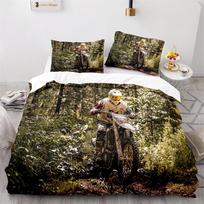 Dirt Bike Duvet Cover Set Motocross Rider Comforter Cover Motorcycle Extreme Sport Game Polyester Bedding Set For Kid Boys Teens EU Single(135*200cm)3pcs black