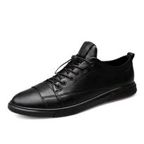 Genuine Leather Mens Casual Shoes New Luxury Brand Black Lace-Up Outdoor Formal Shoes Fashion Simple Male Footwear Men Sneakers 37 juoda