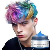 [HalloweenCosplay Compatible] Disposable Colored Hair Wax, Blue, 120g - Easily washes out with water, prevents hair stains, perfect for costumes, blue