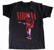 HOT Nirvana Kurt Cobain Guitarist Rock Band Black Unisex Tshirt Size S5XL Unisex T-Shirt S įvairiaspalvis