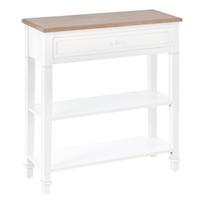 Konsolės stalas prieškambario stalas su 2 lentynomis ir stalčiumi prieškambariui svetainei 75,6x27,5x80,5 cm Baltas 75.6 x 27.5 x 80.5 cm