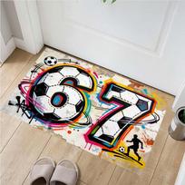Cartoon Number 67 Dragon Panda Fish Graffiti Area Rug Cute Animal Print Non Slip Rectangular Floor Mat Kids Entryway Living Room Bedroom Decor Carpet 40x60cm( 15x23in )