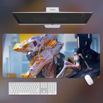 Extra Large Thick Anime Mouse Pad with Stitched Edges - Esports Desk & Keyboard Mat 700x300x2mm gray