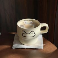 Cute Cat Cup ~ Ins Style Couple Bestie Couples and Couples Souvenirs Gifts with High Temperature Resistance Ceramic Coffee Cup Water Cup 201-300ml