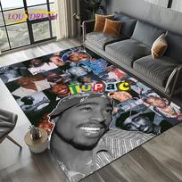 Rapper Eminem Tupac 2pac Hip-Hop Rap God Carpet Rug for Living Room Bedroom Home Sofa Decoration,Area Rug Non-slip Floor Mat 40x60cm( 15x23in ) gray