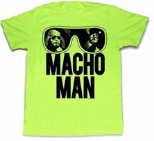 Adult WWE World Wrestling Entertainment Macho Man Glasses Lime Green Cosplay Tee XL green