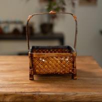 Tung Oil Lacquer Old Storage Retro Bamboo Woven Tea Set Storage Basket Bamboo Woven Basket Tea Set Box Bamboo Products black