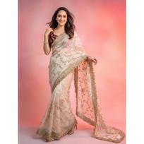 New Launch Space Satin Sequins Saree Collection beige